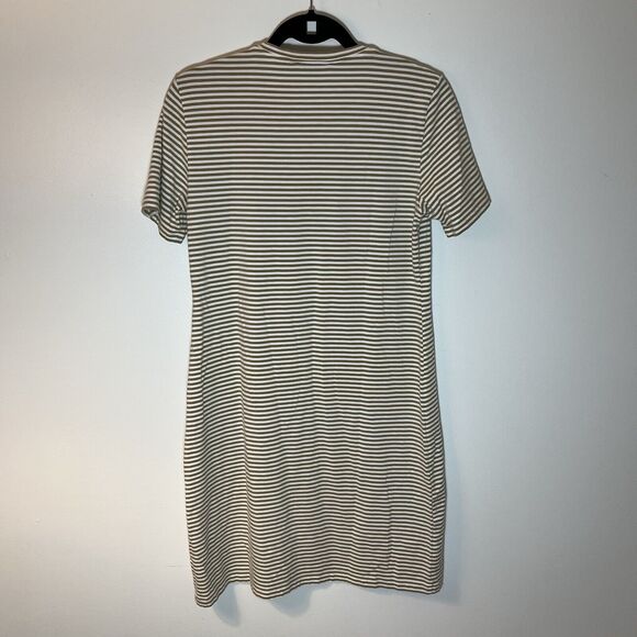 Theory T-Shirt Dress Women's Pima Cotton Modal? Jersey Tan Khaki Stripe M - Picture 4 of 4